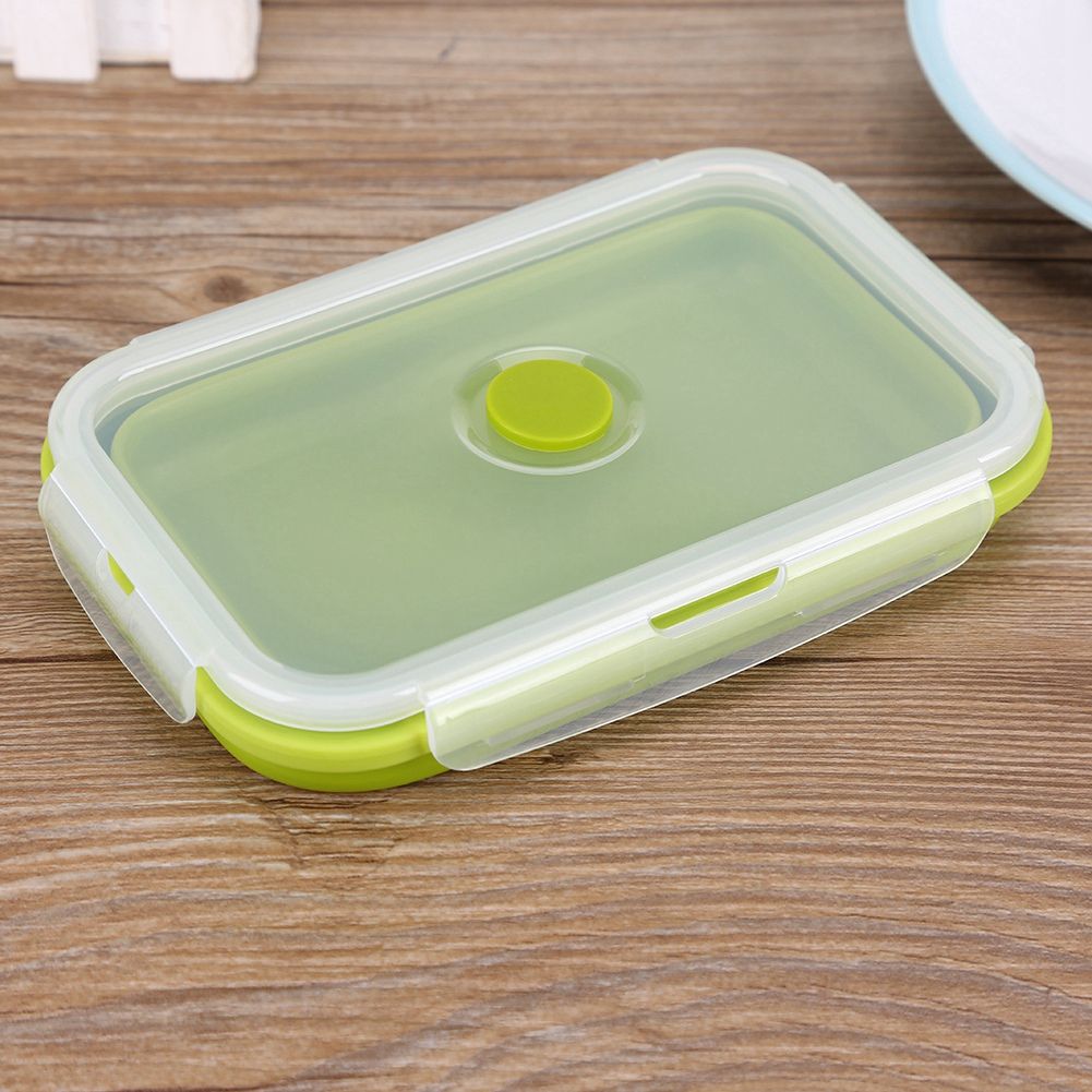800ml Silicone Collapsible Portable Lunchbox Bowl Folding Food Storage Container Green โ image 2