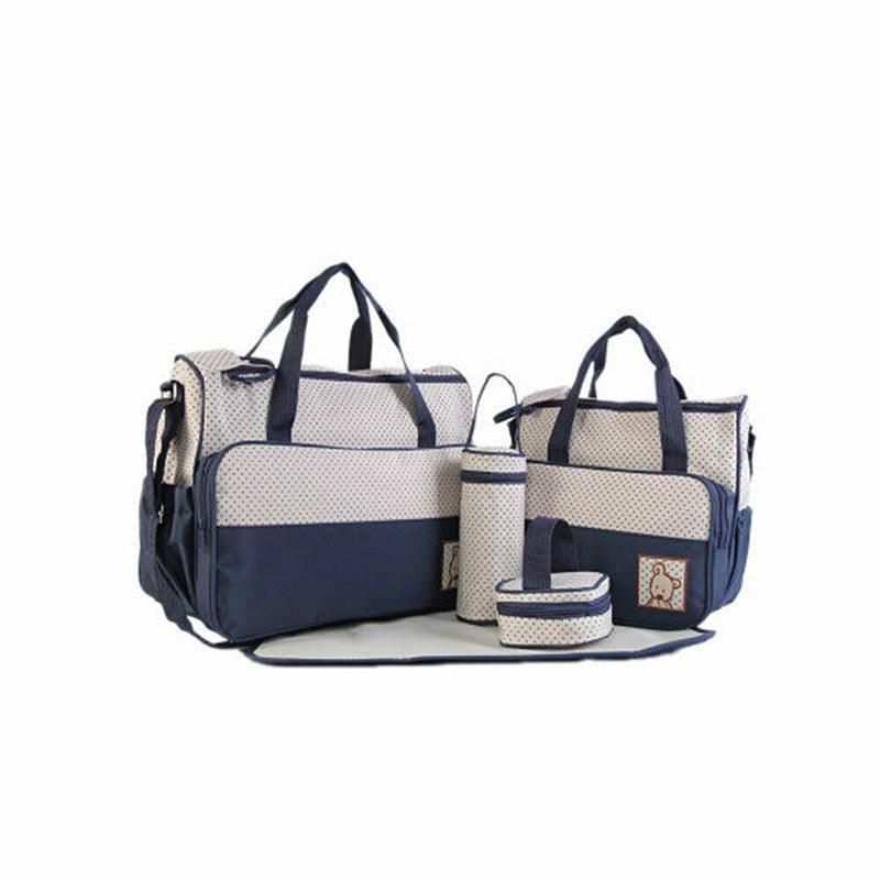 5Pcs Travel Nappy Bag Set with Shoulder Tote and Changing Organiser Bags - Black — image 5