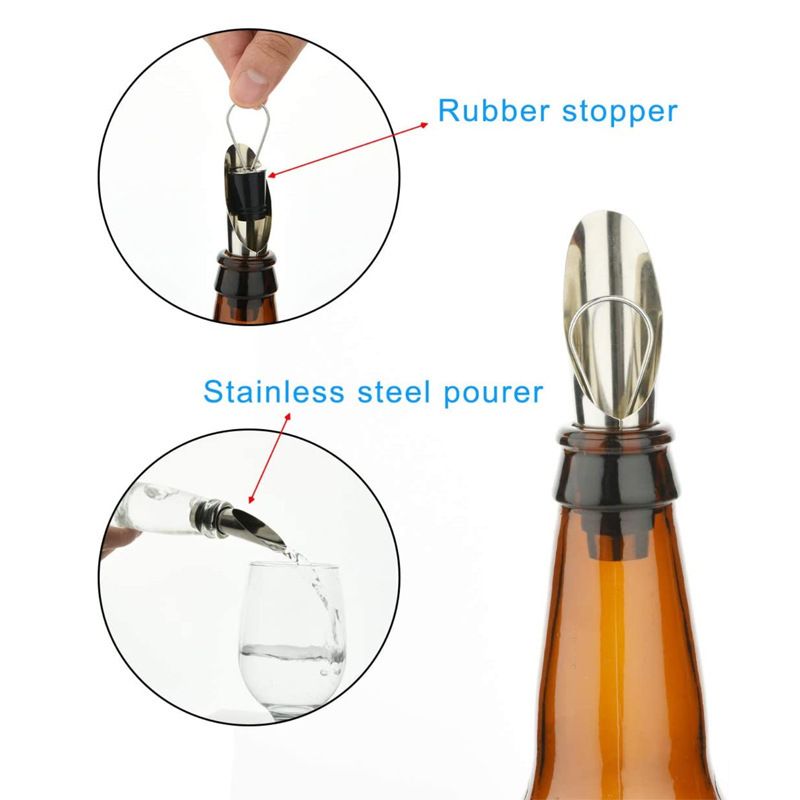 Stainless Steel Vacuum Pump Wine Bottle Stopper Funnel Pourter Decanter Stainless Steel Wine Stopper Pourer Metal Wine Pouring โ image 3