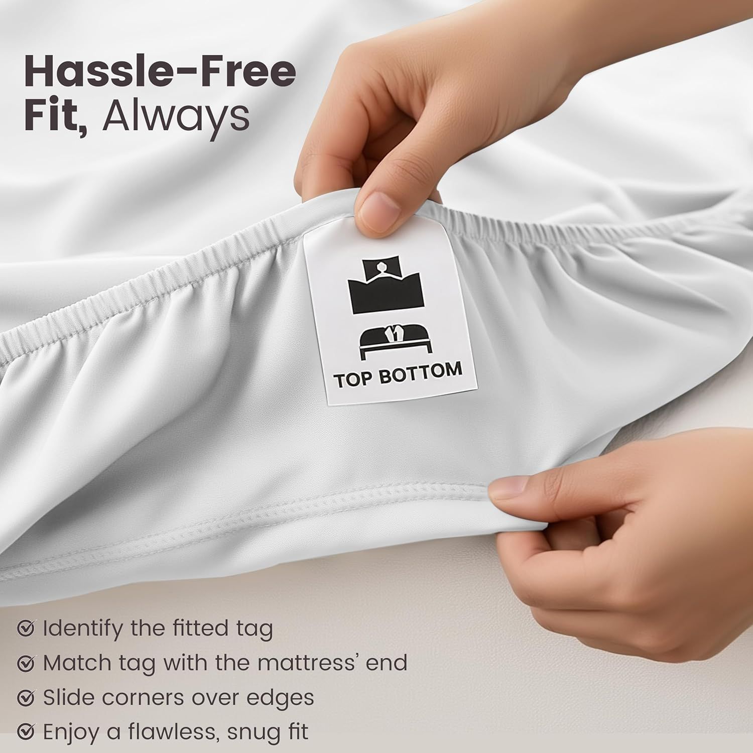 Hotel Quality Fitted Sheet - 1 Piece Fitted Sheet -Breathable Bedding - Wrinkle, Fade, Stain Resistant- 16inch/40cm Deep Pocket Fitted Bed — image 5