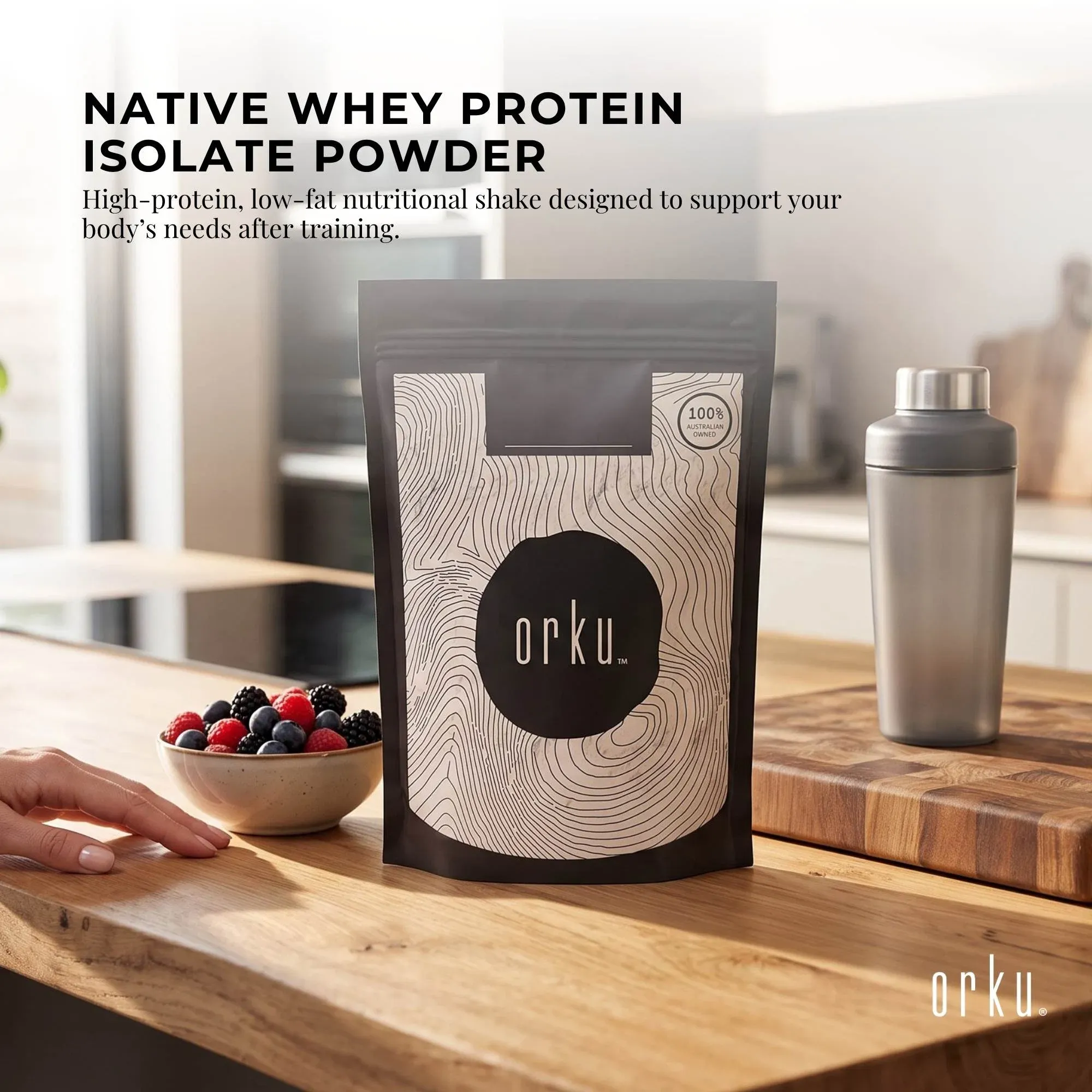 Orku 2Kg Whey Protein Isolate Powder WPI 90% Unflavoured Native Bag โ image 2