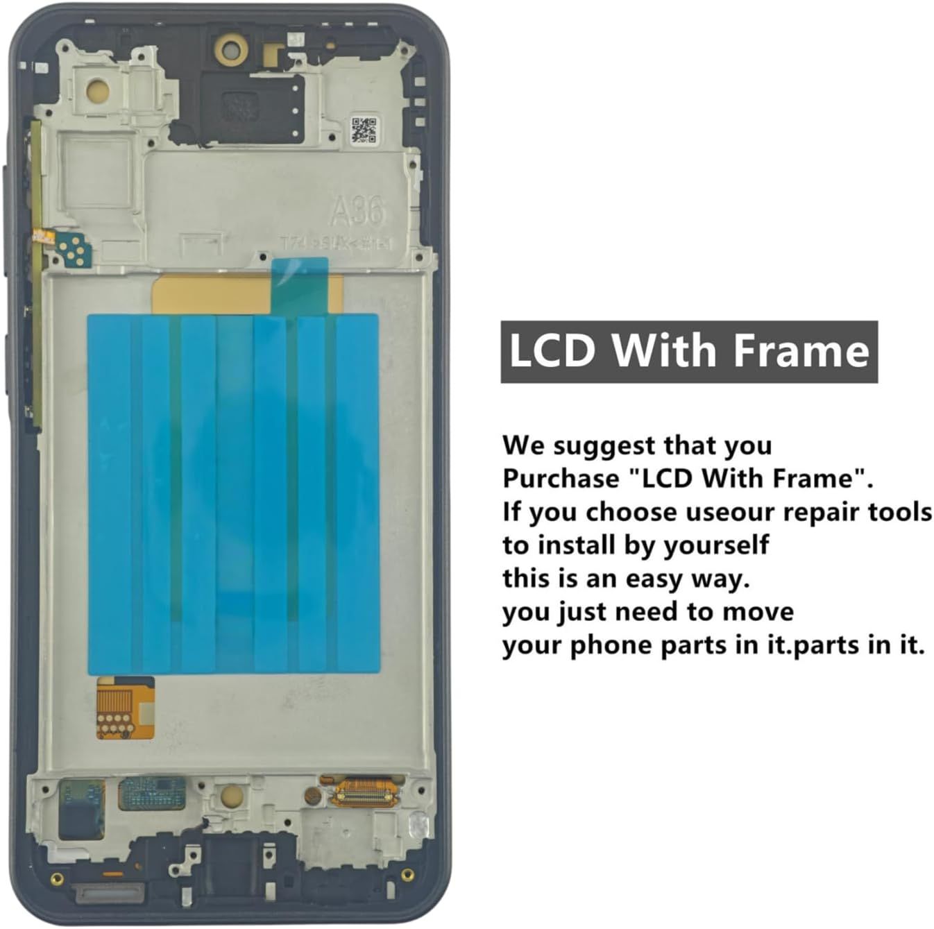 Samsung Galaxy A36 5G Screen Replacement with Frame, 6.7" 120Hz Super AMOLED Flat Touch Digitizer, Complete Disassembly Repair Tool Kit for SM-A366U SM-A366U1 — image 3