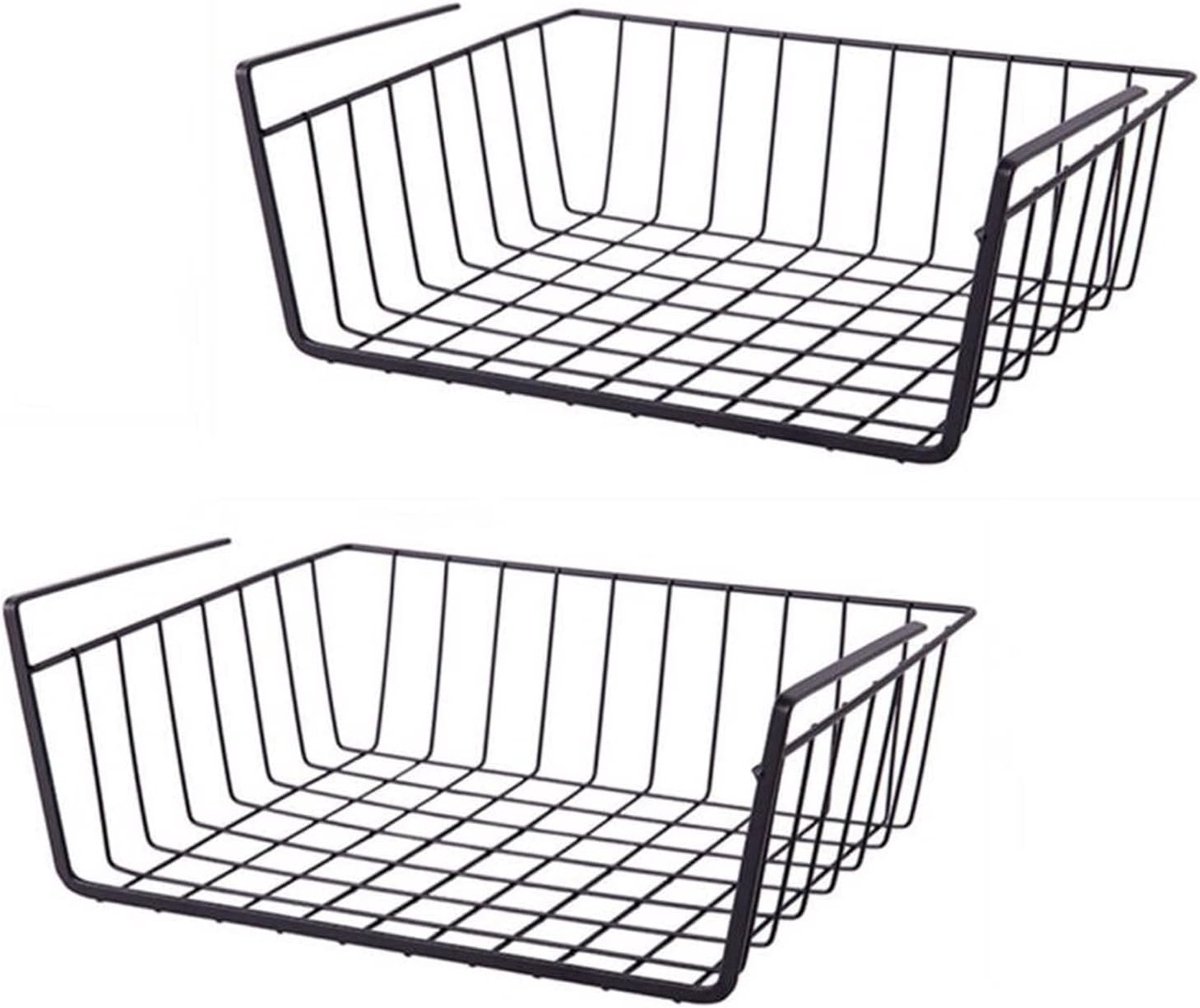 Set of 2 removable metal hanging baskets - organizer - closet hanging basket - suitable for desks, kitchens, refrigerators, bathrooms, cabinets, cupboards