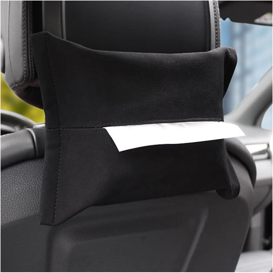 Car Suede Tissue Holder, Backseat Headrest Hanging Case Mount, Auto Sun Visor Napkin Storage Box, Wipes Dispenser for Armrest Box — image 5