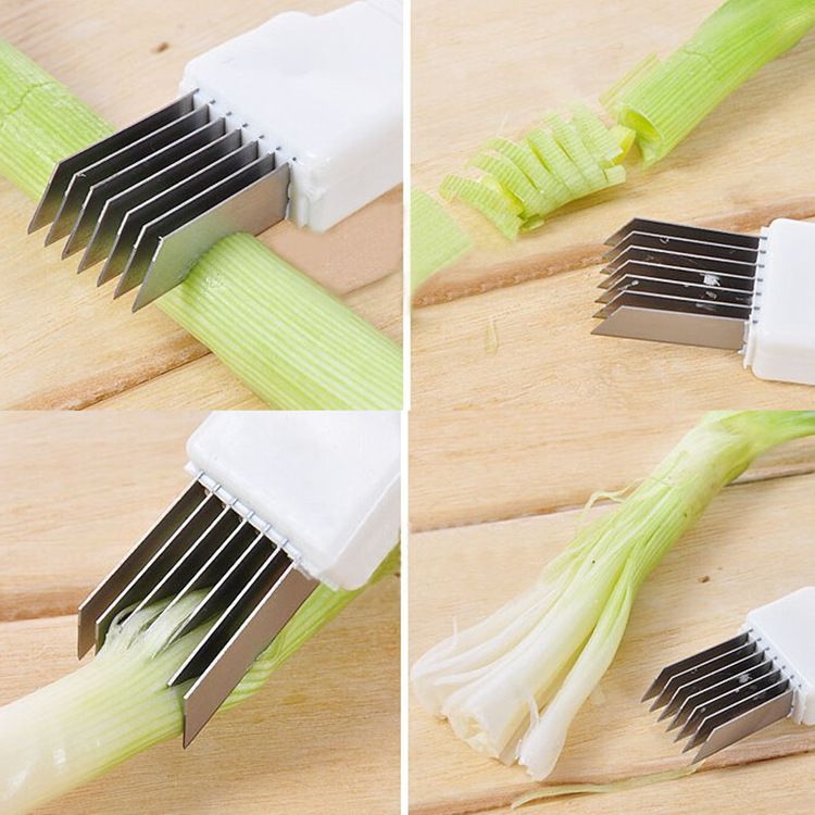 Scallion Cutter Shred Knife Vegetable Cutter Stainless Steel Blade Slice Cutlery Sharp Easy Quick Kitchen (Two Pack (White Color)) โ image 4