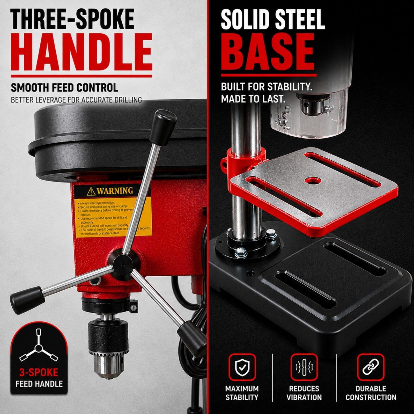 King Tech 450W Drill Press Pedestal Benchtop Bench Stand Pillar 5 Variable Speed — image 6