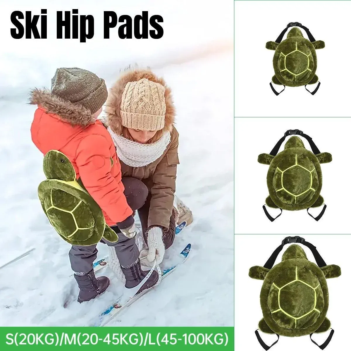 Ski Protection Plush Hip Pad Cartoon Turtle Skateboard Mat Snowboarding Gear - M โ image 2
