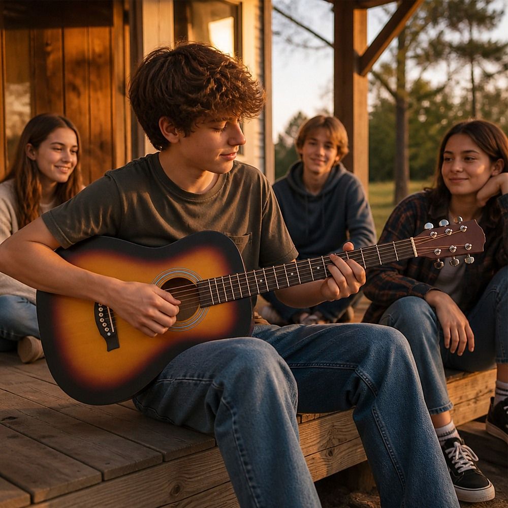 38" Full Size Acoustic Guitar – Beginner Wooden Guitar for Adults & Teens — image 4
