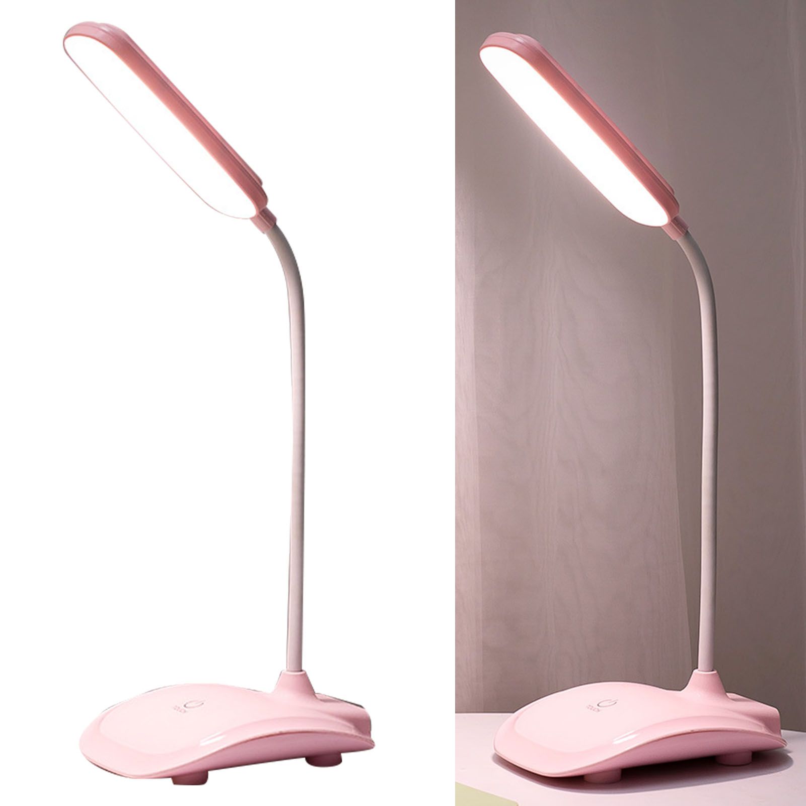 LED Desk Lamp Touch Control Three Level Color Temperature Stepless Dimming USB Charging Table Lamp Pink โ image 5