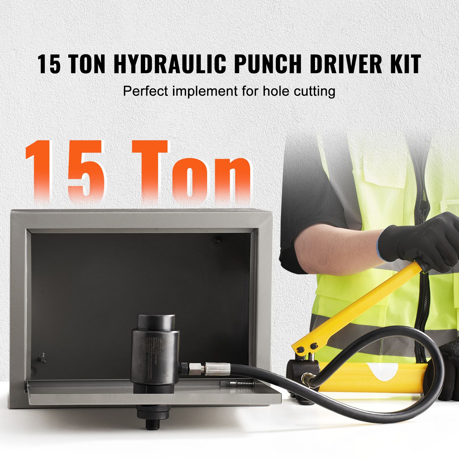 15 Ton Hydraulic Knockout Punch Kit, 1/2" to 4" Conduit Hole Cutter Set, KO Tool Kits with Puncher 10 Piece, Metal Sheet Driver Tools, For Aluminum, Brass — image 2