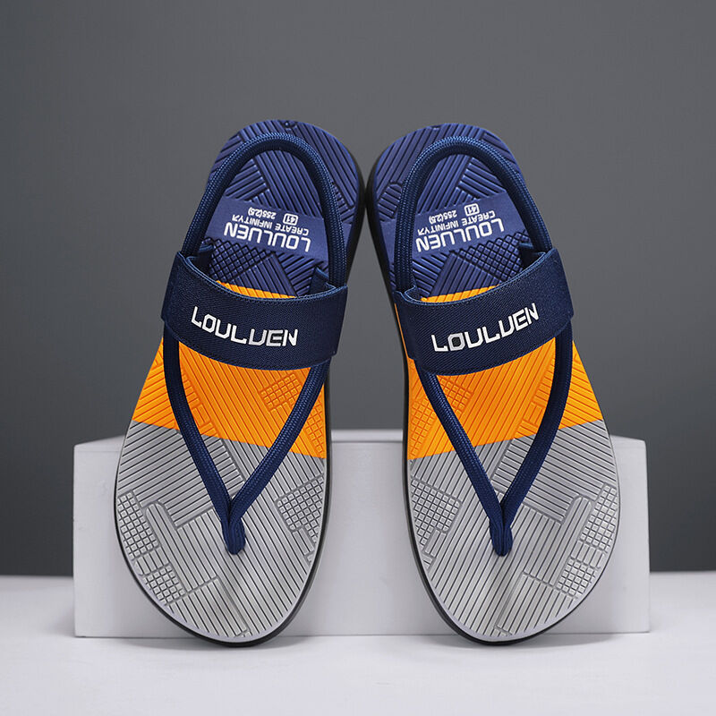 Men's Outdoor Non-Slip Sandals, EVA Lightweight Thick-Sole Beach Slippers for Casual & Sports(dark blue-41)