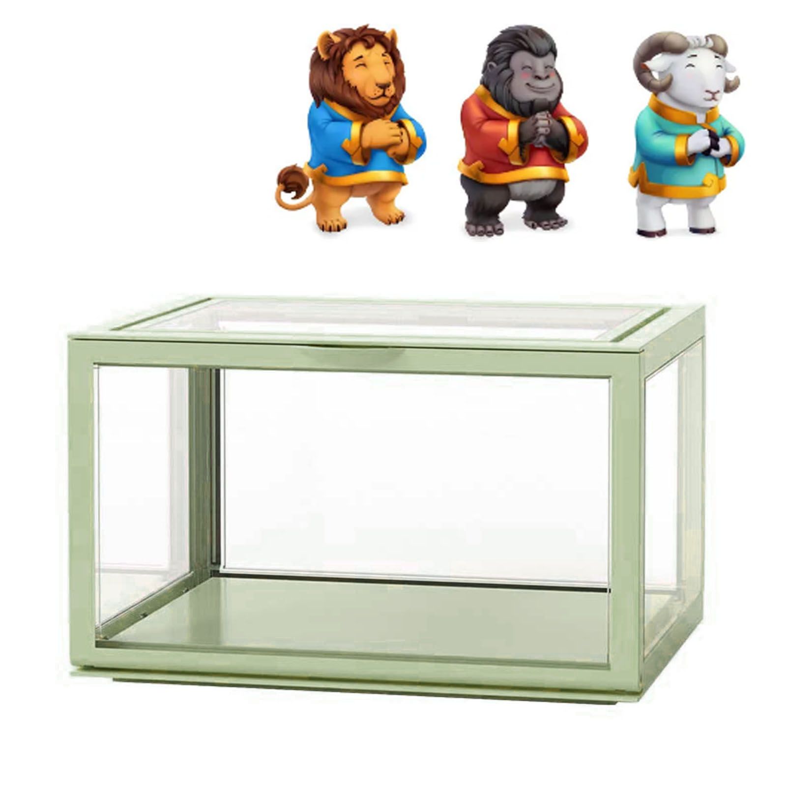 Figure Organizer Desktop Doll Acrylic Display Cabinet High Transparency Sealed Dustproof Show Case Light Green — image 5
