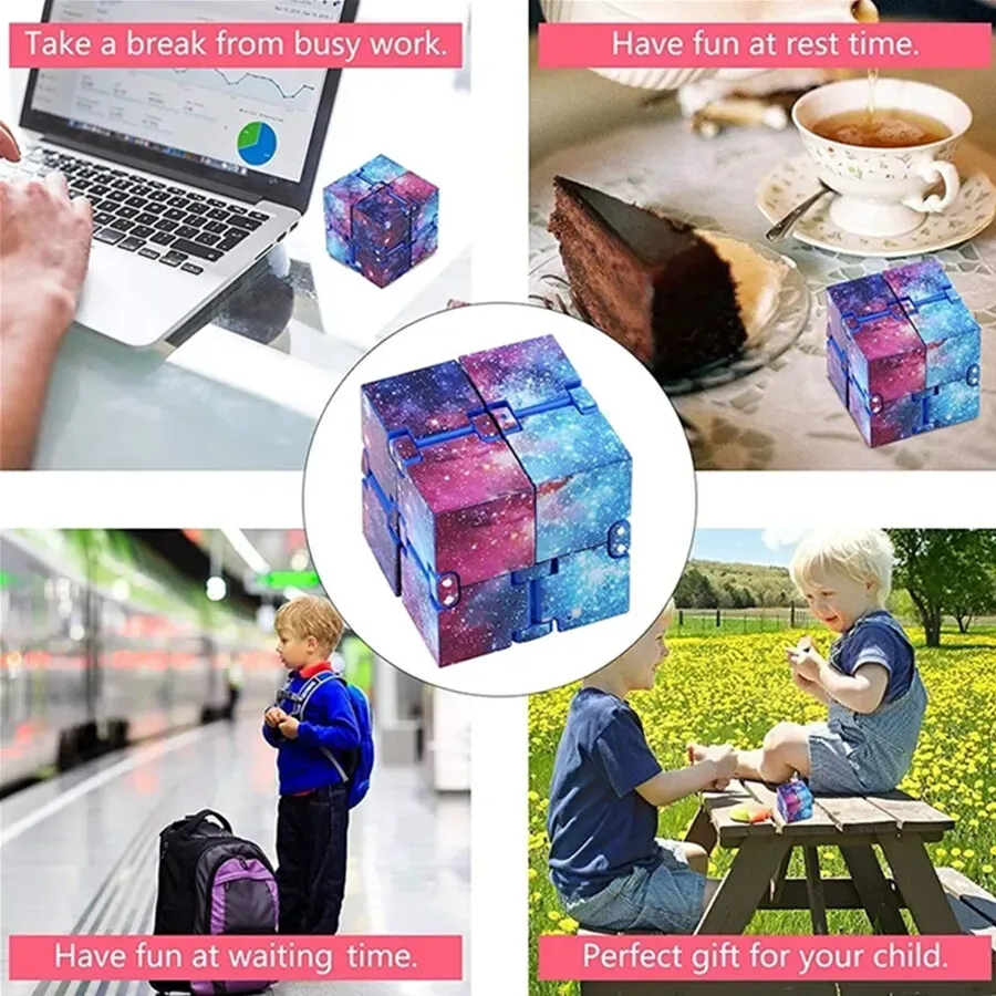 Infinity Cube Fidget Toy in Purple Starry Sky for Stress Relief and Sensory Play โ image 2