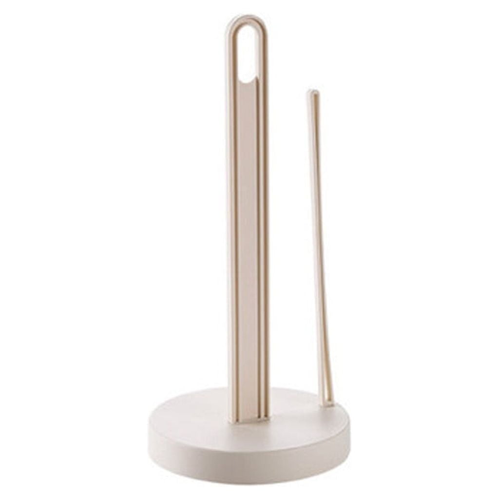 Plastic Kitchen Roll Holder with Weighted Base, Freestanding Paper Towel Dispenser for Benchtops, 33 x 14.5 cm, Beige