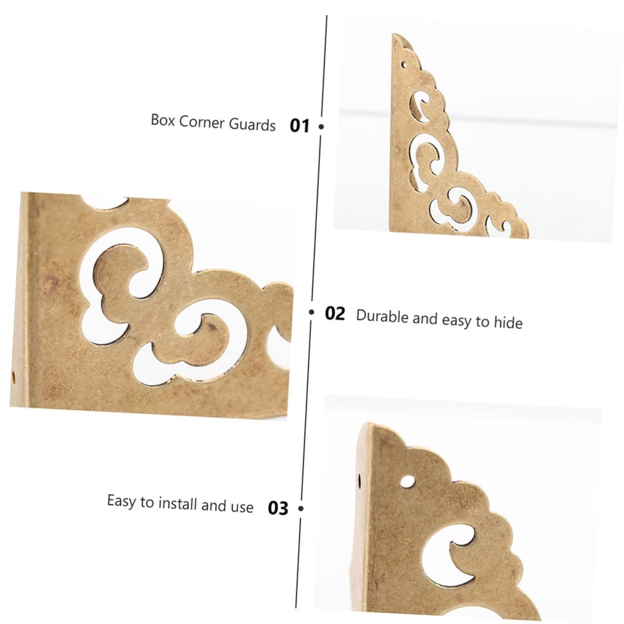 8 Pcs Furniture Copper Corner Guard Doll House Fish Tank Corner Bumper Woodland Cake Decorations Book Corner Protectors Table โ image 4