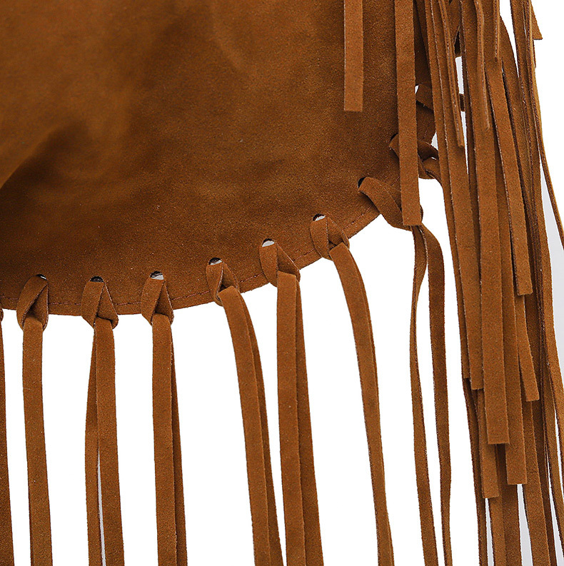 Brown Boho Chic Fringed Hobo Bag - Large Capacity Soft Faux Suede Shoulder Tote with Tassel Detail โ image 6