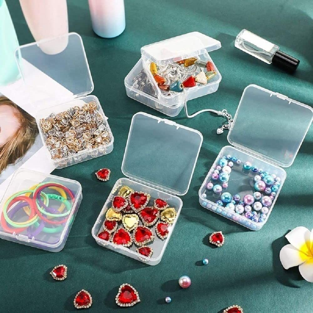 5 Pcs Clear Plastic Jewelry Storage Containers, Mini Square Box Empty Case with Lid Jewelry Boxes Jewelry Accessories — image 3