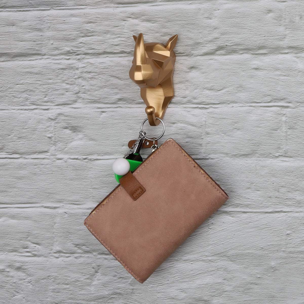 Animal Hook Wall Mounted Coat Scarf Bag Key Hat Robe Rack Creative Gift Resin Rhinoceros Head Crafts — image 4