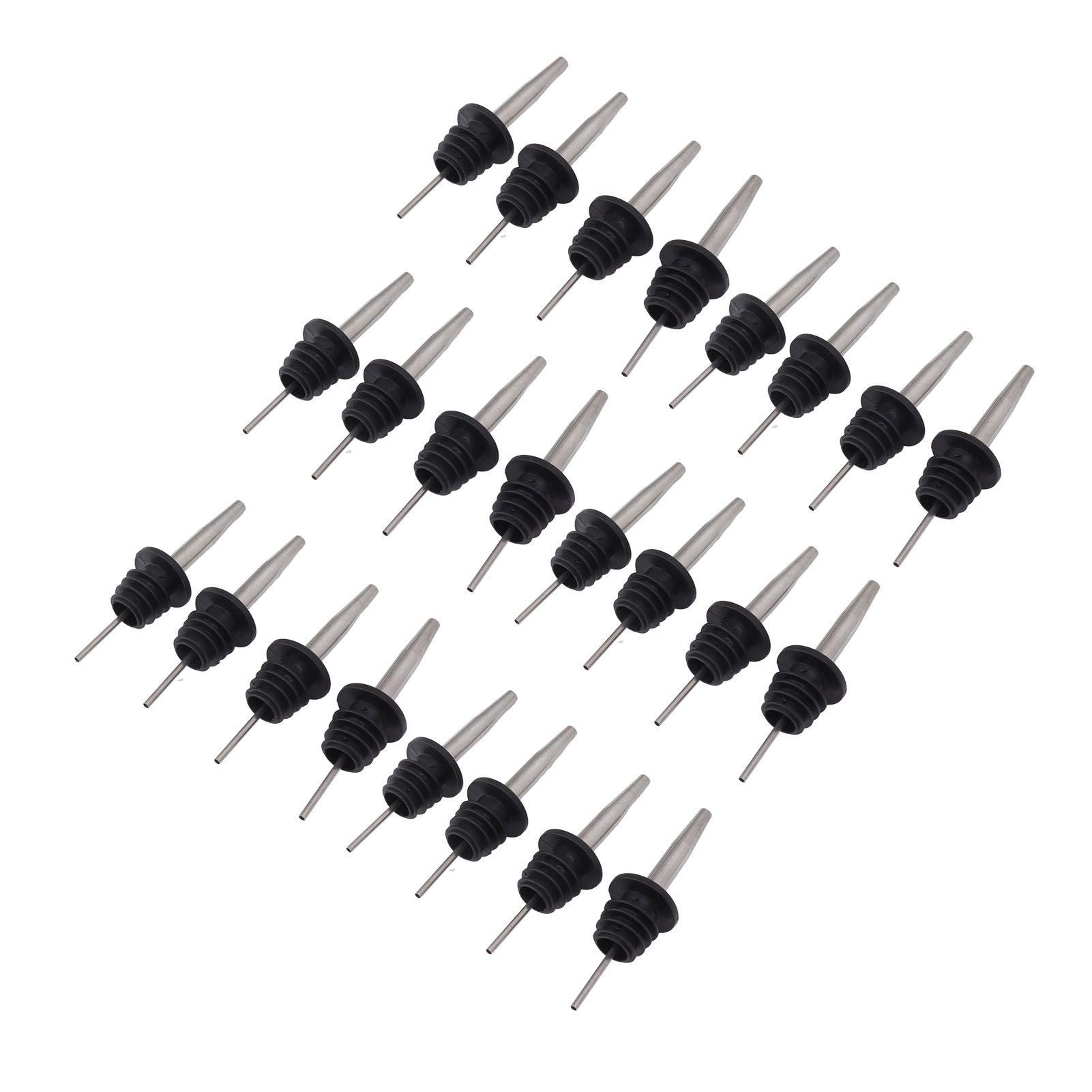 24pcs Stainless Steel Bottle Pourers with Black Plastic Cover Conical Design Rust Protection Liquor Pour Spout for Bar — image 2