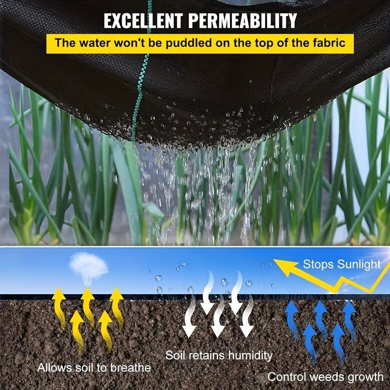 Weed Barrier Ground Cover Garden Mat Heavy-Duty PP Fabric Weed Control - Black - Size 50-2000CM — image 2