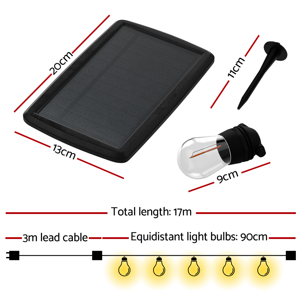 17m Solar Festoon Lights Outdoor LED String Light Christmas Party Decor 2pcs โ image 2