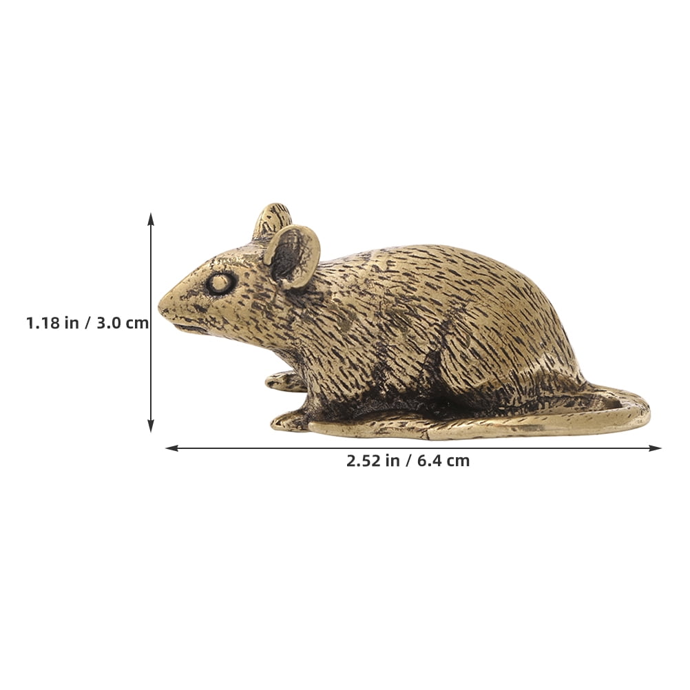 Brass Lucky Rat Figurine Traditional Feng Shui Sculpture for Home Decor and Office Display — image 2