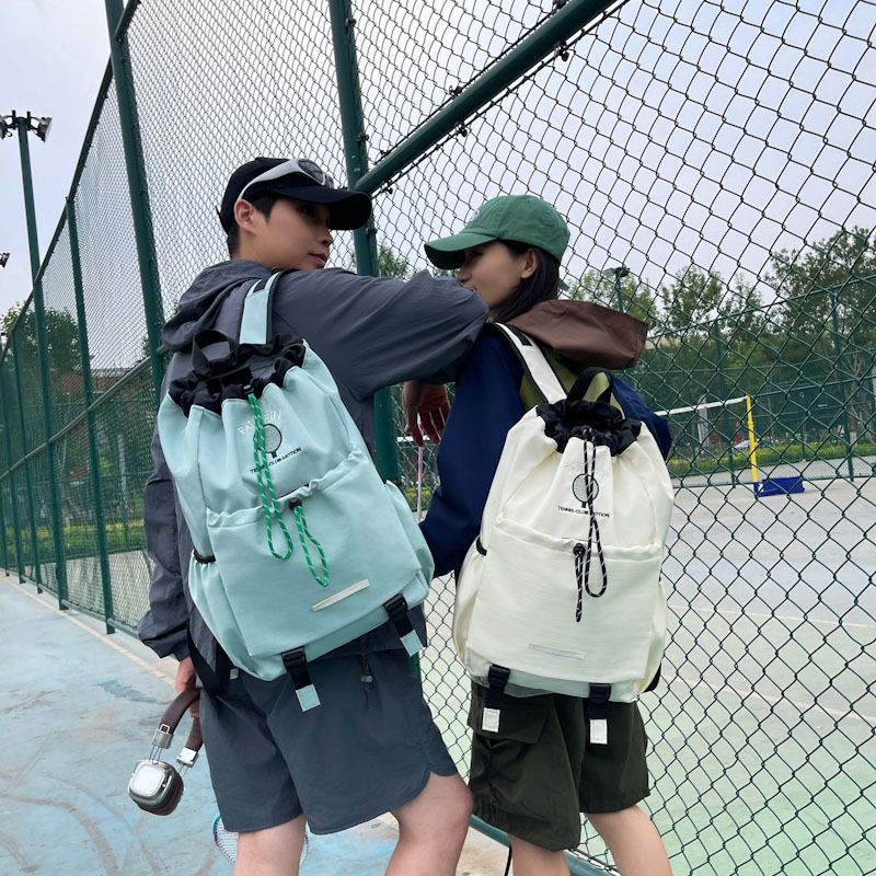 Black Sports Drawstring Backpack - Large Capacity Badminton, Yoga Mat and Gym Bag with Racket Holder for Fitness, Outdoor Training, Travel and Daily Use โ image 3