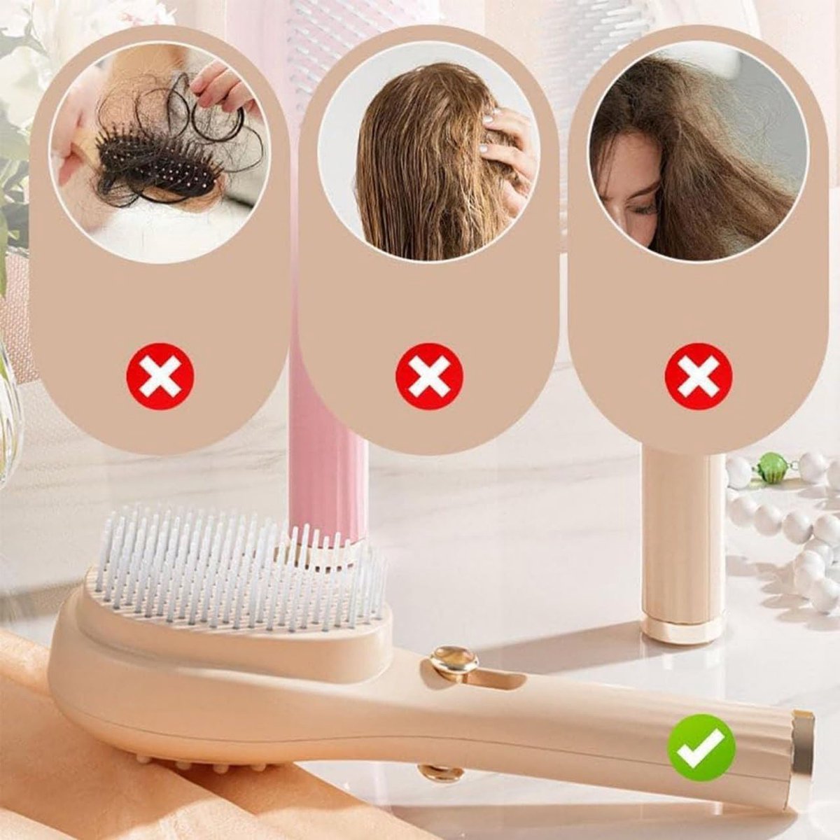 Anti-Tangle Hairbrush - Telescopic Self-Cleaning Brush - Head Massager - Hairbrushes for Women - Air Cushion Massage Combs - Multifunctional Anti-Static — image 3