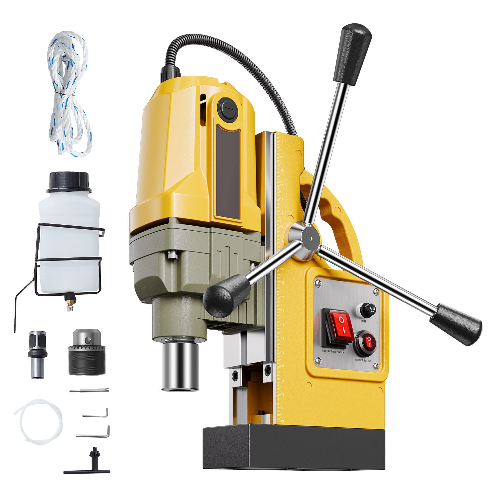 Magnetic Drill, 1400W Motor 1.6 in Boring Diameter, 2810 lbf Portable Electric Mag Drill Press, 800 RPM No-Load Speed, Drilling Machine for Metal Surface