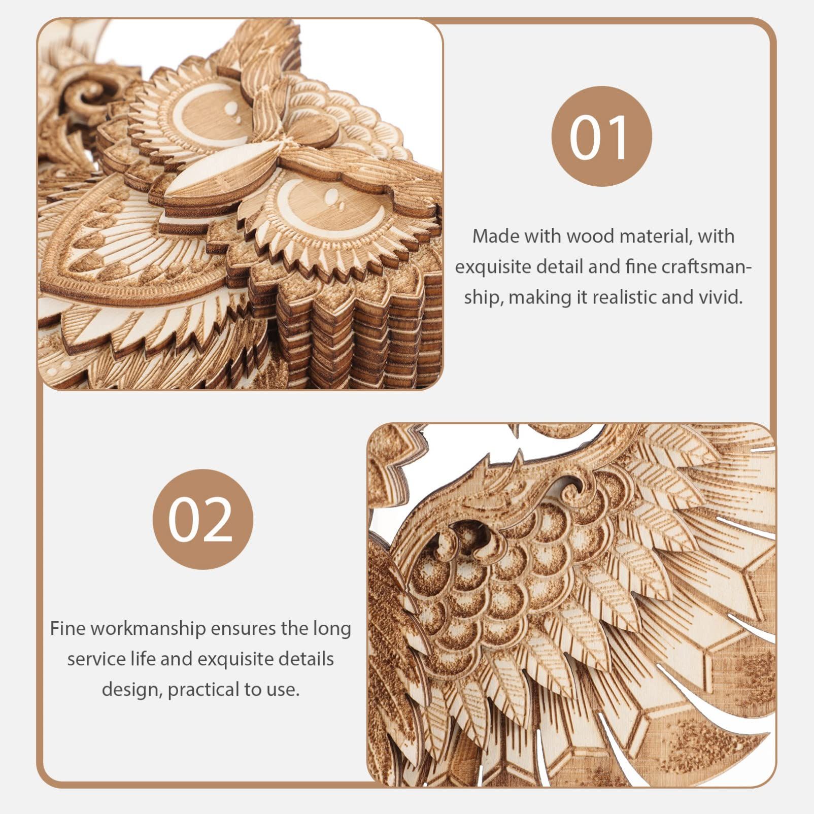 Wood Owl Wall Decor Hand Carved Wood Owl Decor Rustic Owl Statue Wall Plaque Hanging Home Decor Accent Art Unique Sculpture Decoration — image 2