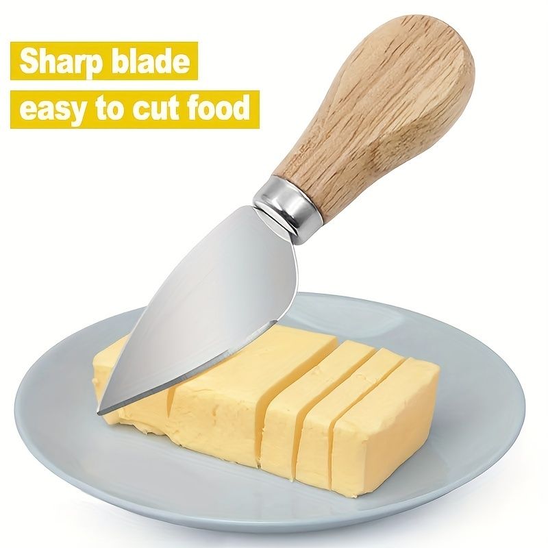4 PCS Cheese Knife Set for Charcuterie Board, Wood Handle Stainless Steel Cheese Slicer & Cutter Utensils with Mini Knife, Butter Knife, Fork β image 4