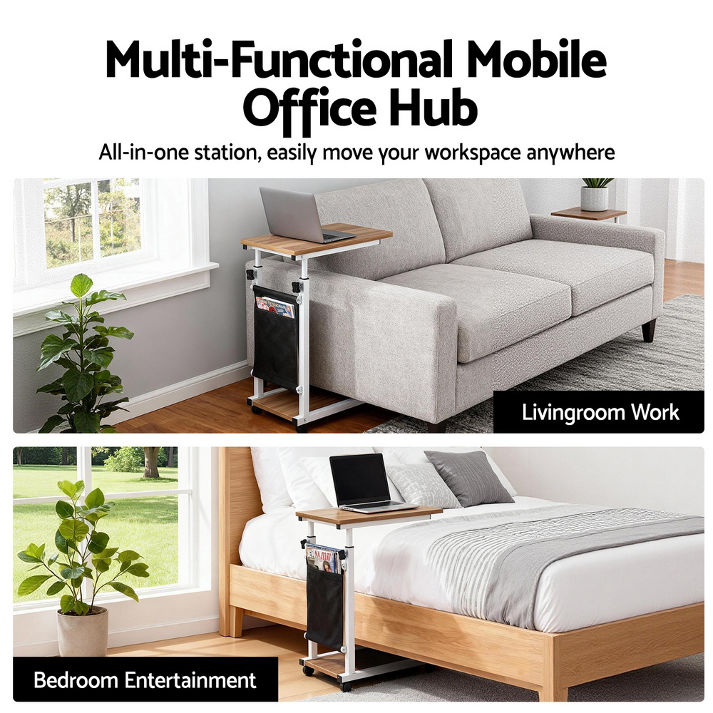 Artiss Laptop Desk Height Adjustable Mobile Workstation Computer Desks 48CM Oak โ image 4