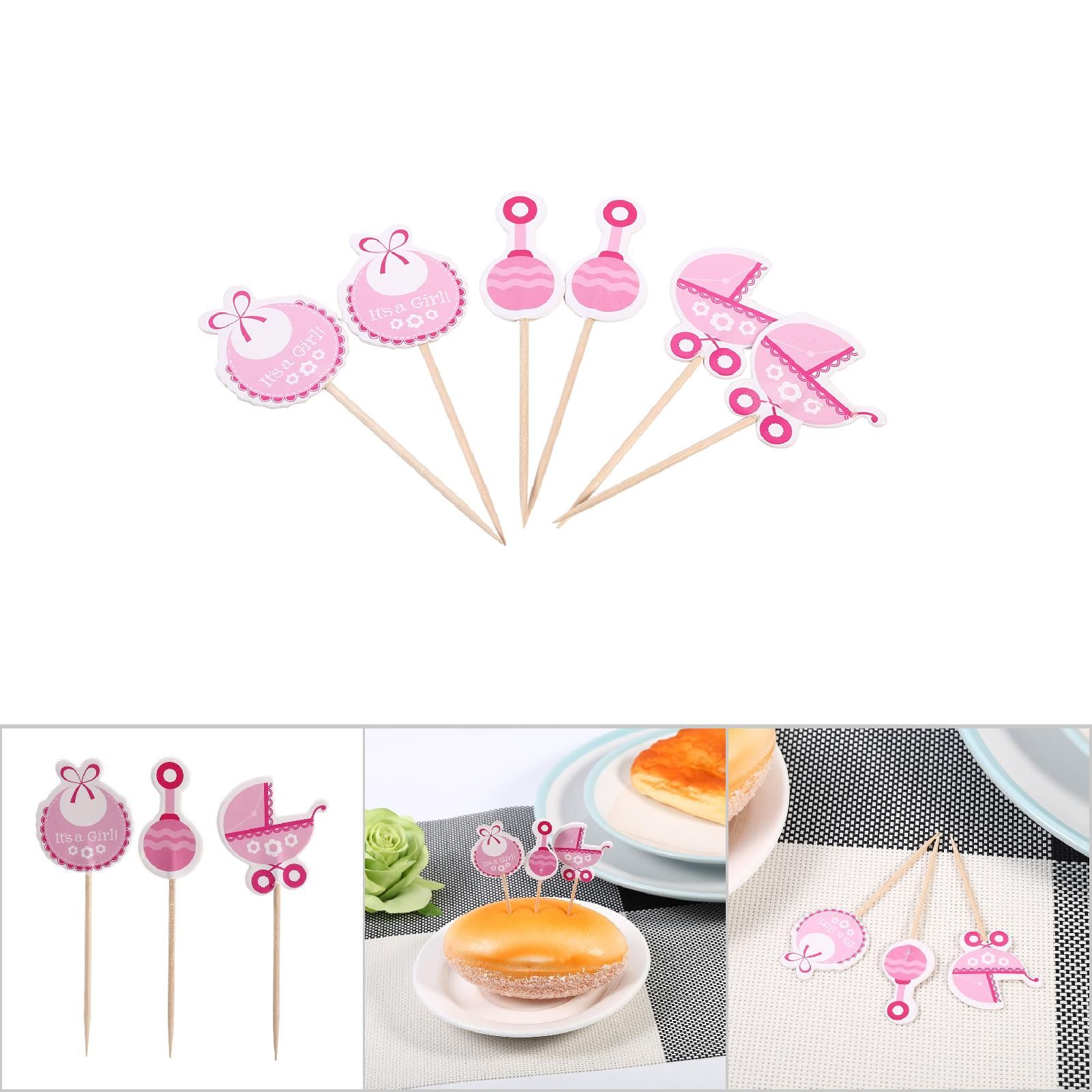 18Pcs Girl Type Kids Birthday Cute Cupcake Toppers Baby Shower Cake Decorations (Pink) โ image 6
