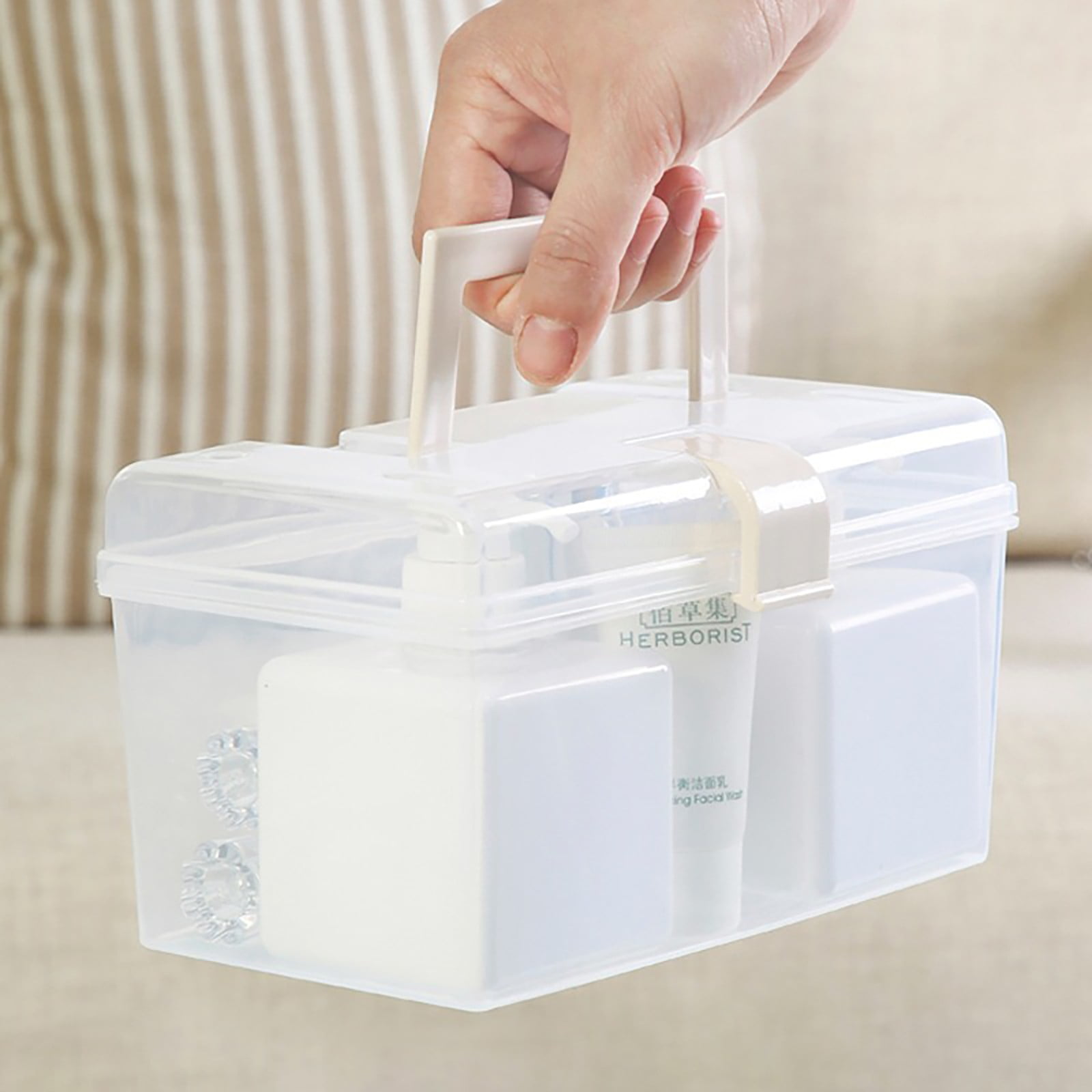 1 Piece Plastic Storage Bins With Lid and Handle, Plastic Latch Storage Box, Stackable Storage Container, Small Plastic, Clear, 23 x 11.5 x 9.5 cm โ image 5