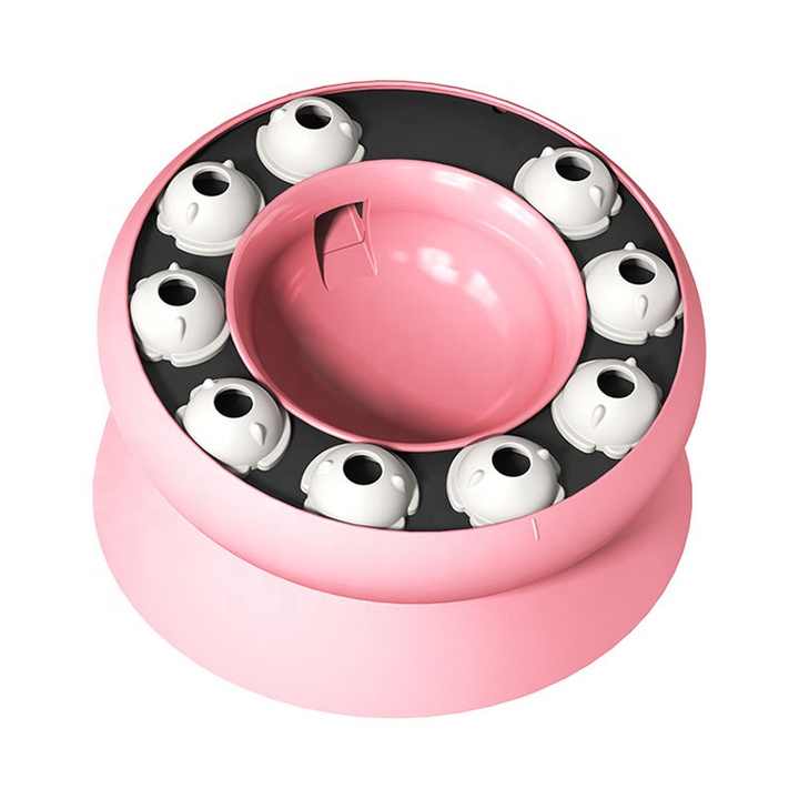 Pink Interactive Slow Feeder Cat Bowl - 15° Tilt Design, Puzzle Feeder for Healthy Eating — image 2