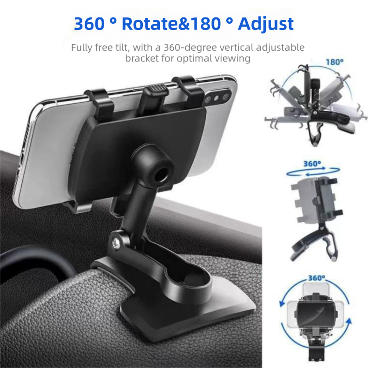 2-Pack Multi-Function 360° ABS Rotating Car Phone Holder - Universal Clip Mount for Dashboard, Rearview Mirror & Sun Visor with Anti-Slip — image 4