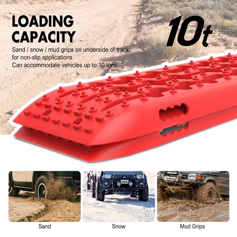 X-BULL Recovery tracks 10T 2 Pairs/ Sand tracks/ Mud tracks/ Mounting Bolts Pins Gen 2.0 -Red — image 2
