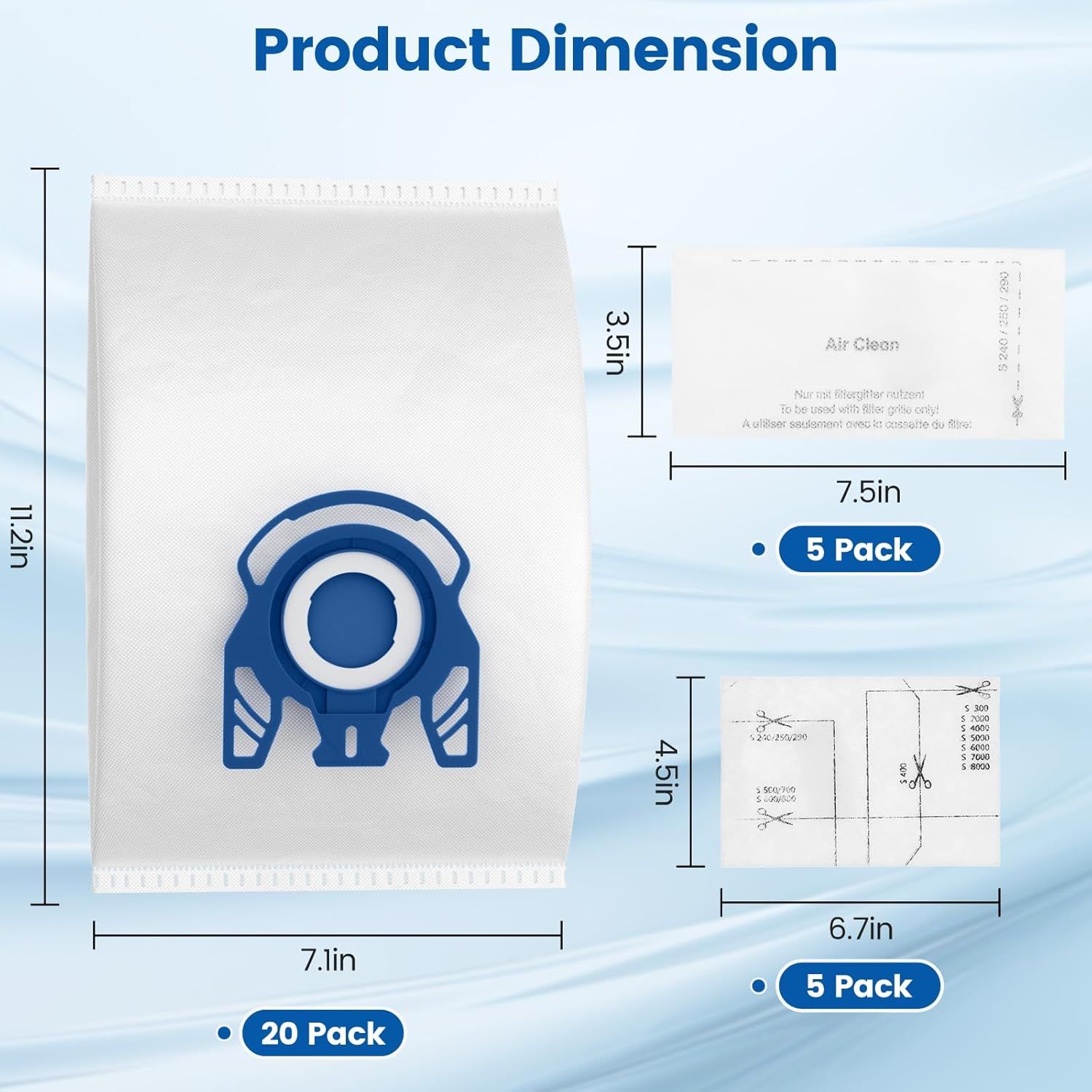 20 Pack 3D Airclean GN Vacuum Bags Compatible with Miele Classic C1, Complete C2, Complete C3, S227 S240, S270, S400, S2, S5, S8 Series Canister Vacuum Cleaner — image 2