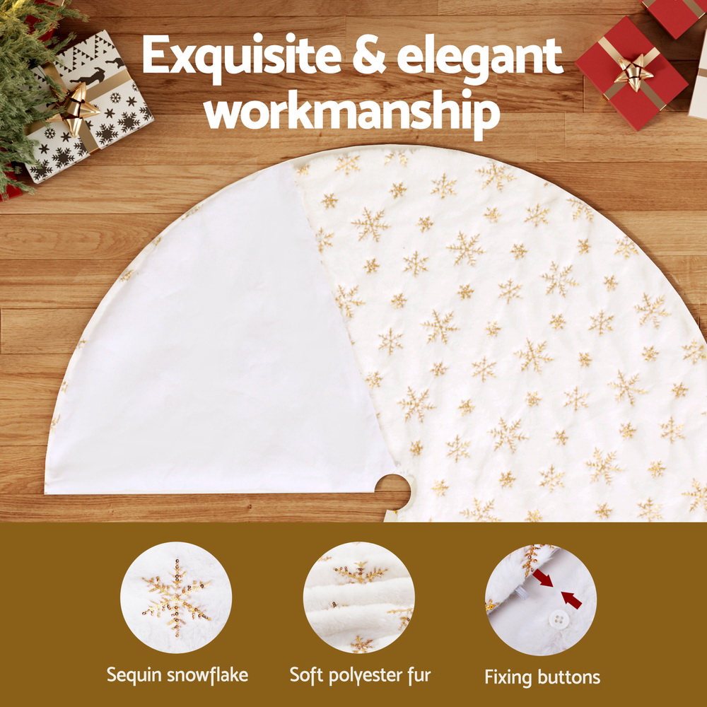 Jingle Jollys Christmas Tree Skirt 120cm Snowflake Ornaments Xmas Decorations β image 4