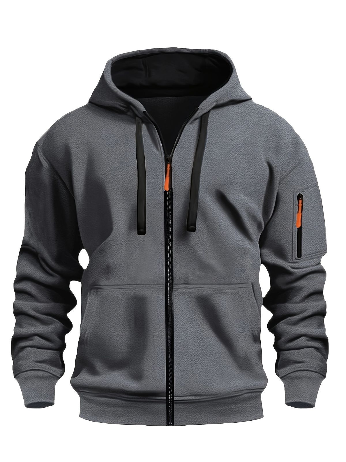 Unisex Hoodie Zip-Up Hoodie Autumn Winter Jacket Fleece Jacket Outdoor Training - Khaki - Size S(AU S/EU46) โ image 3