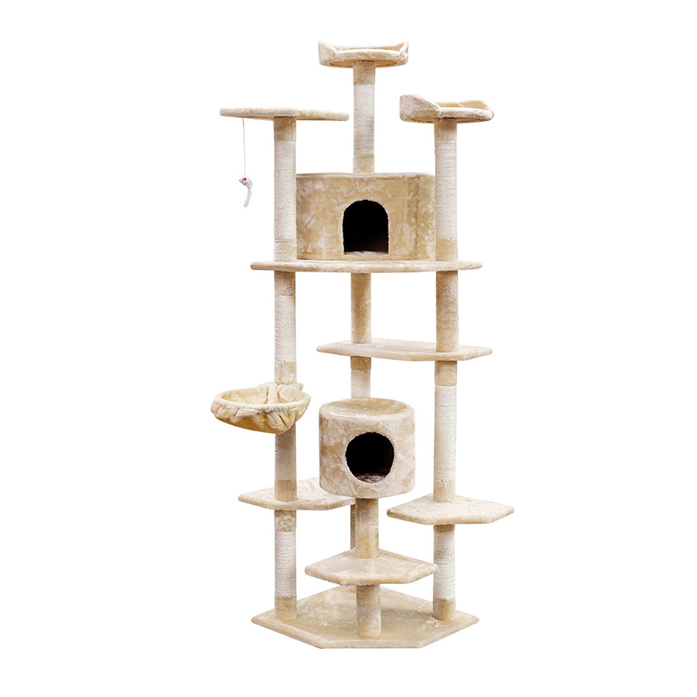 i.Pet Cat Tree 203cm Tower Scratching Post Scratcher Condo Trees House Bed Beige โ image 3