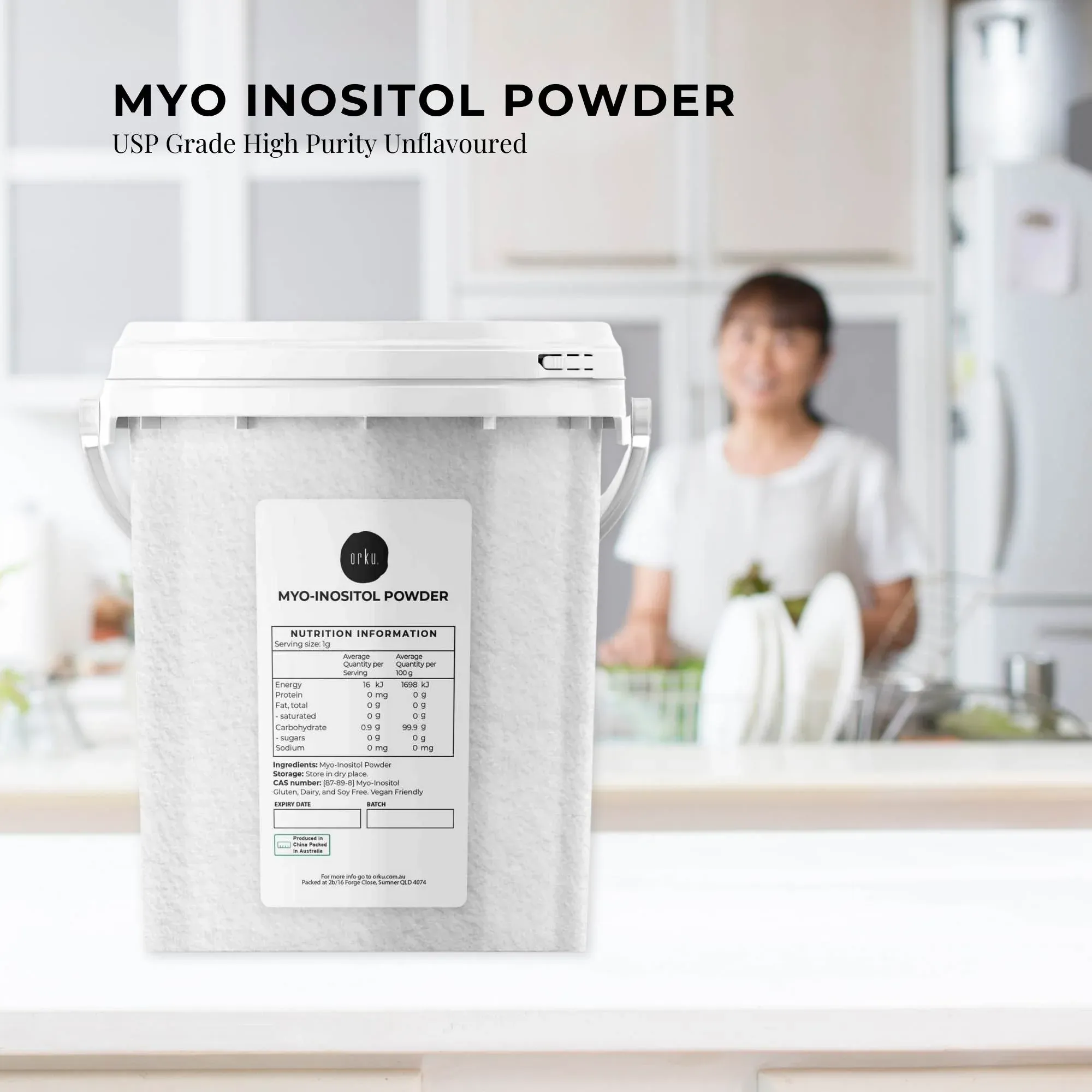 Orku 800g Myo Inositol Powder Tub - USP Grade High Purity Unflavoured โ image 2