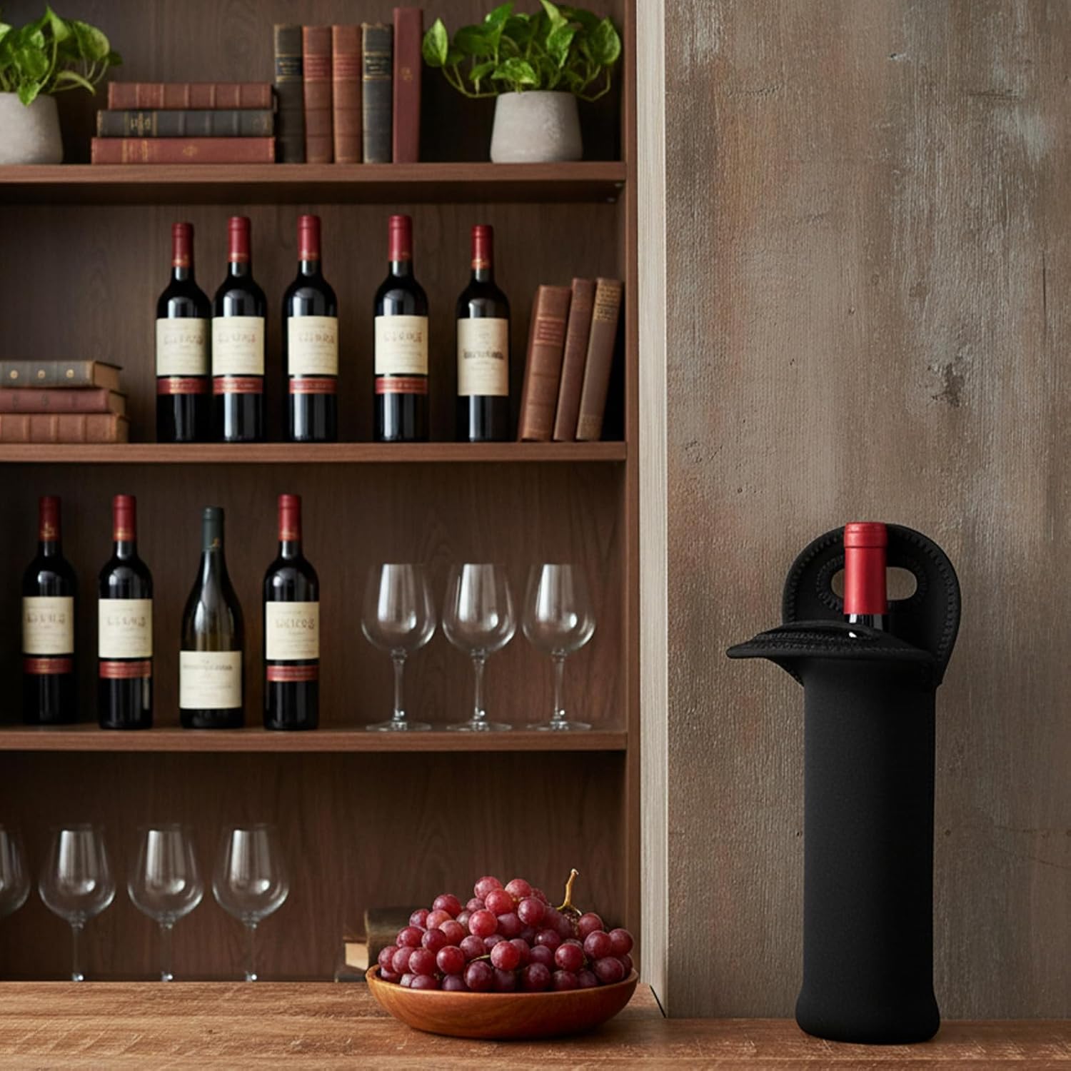 Neoprene Wine Bottle Carrier, Insulated Tote Bag, Protective Champagne & Beer Bottle Holder for Beer Water Bottles Restaurant, Travel, Gifting (Black) — image 5