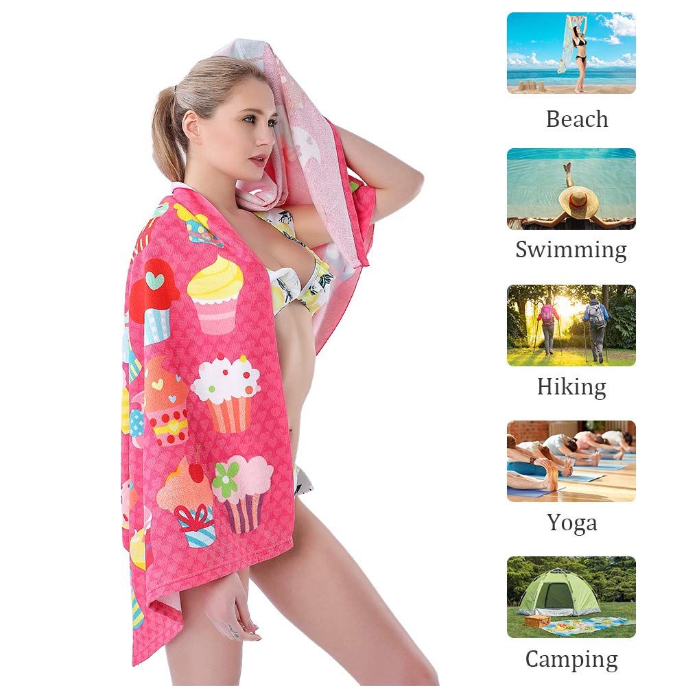 Beach Towel, Microfiber Beach Towels for Travel, Quick Dry Towel for Swimmers Sand Proof Beach Towels for Women Men Girls Kids — image 4