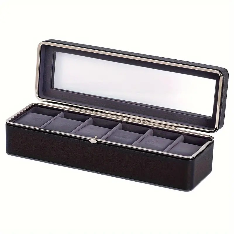 Luxury transparent-lid watch box with 6 fabric-lined compartments, portable and shockproof design, suitable for both men and women. Ideal for home, travel, or — image 3