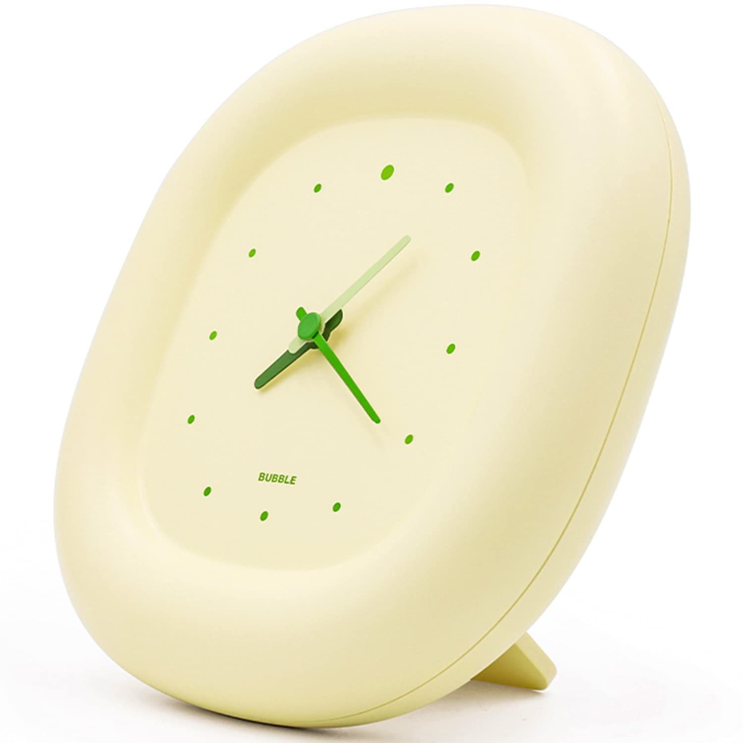 7”Cute Silent No-Ticking Desk Wall Clock, Small Bubble Minimalist Modern Table Analog Clock, for Bedside/Bedroom/Kitchen/ (Green)