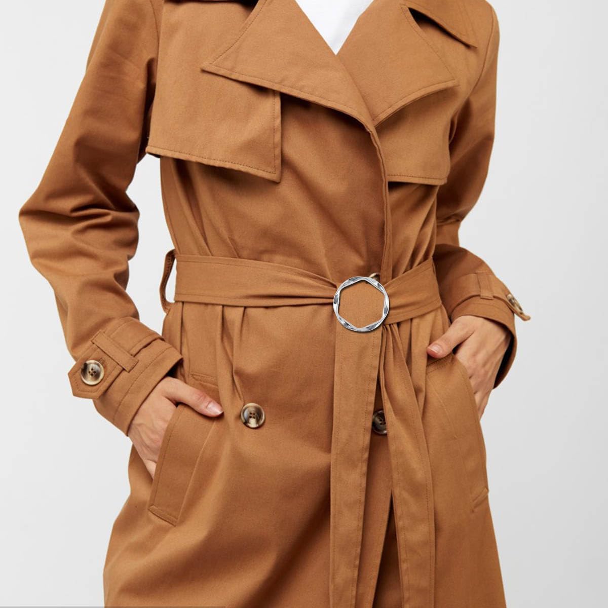 Tie Clips for Women & Girls - Twist Tee Knot Scarf Clip Waist Clothes Corner Knotted Button Fashion Metal Circle Buckle Alloy Clothing Ring Wrap Holder Round — image 5