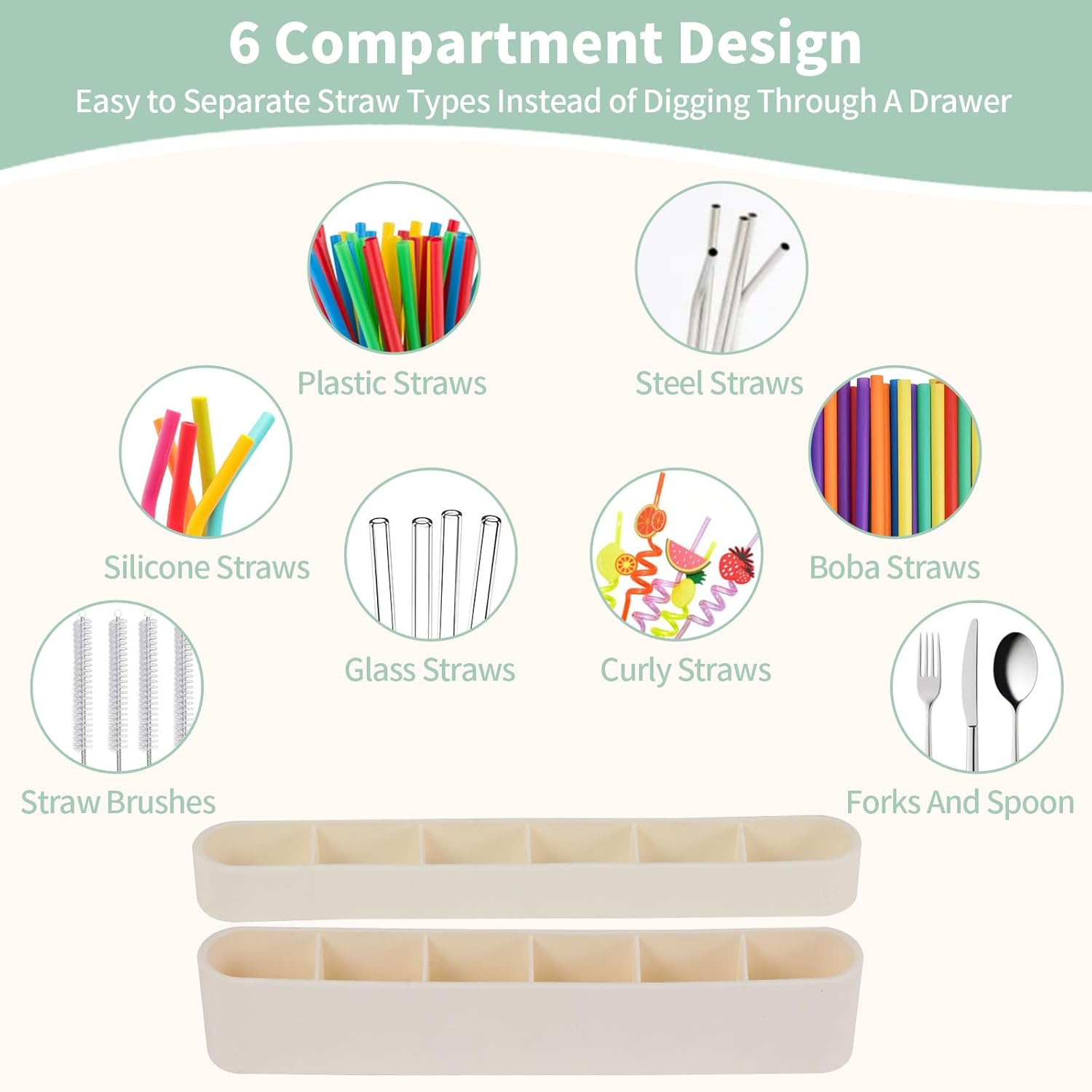 9.6'' Large Silicone Straw Holder for Cabinet Door, Space-Saving Straw Organizer Container with Adhesive Tape, Stylish Kitchen Organizers and Storage — image 6