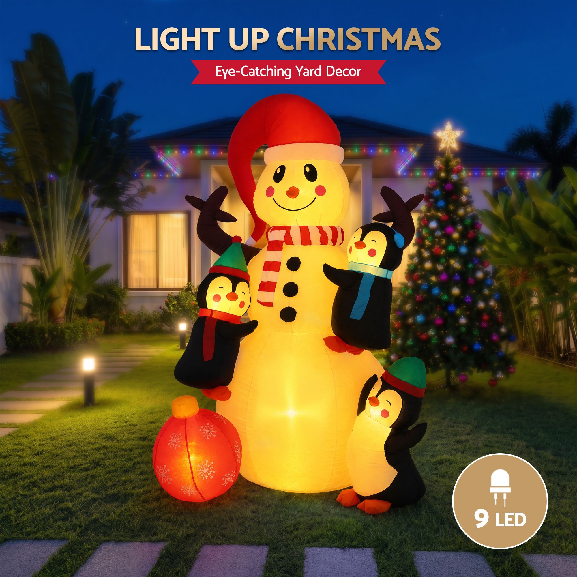 Jingle Jollys Christmas Inflatable Snowman 1.8M Height LED Outdoor Decorations Warm Light โ image 5