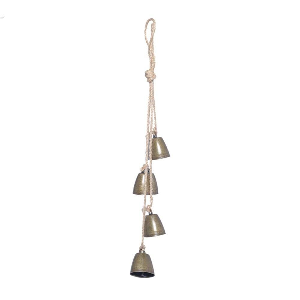 3pc Iron Wrought Bell Chime Handmade Brass Finish Wall Hanging Rope Bell — image 2
